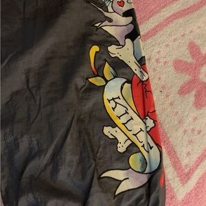 Ed Hardy Skull Nylon Pants - Silver